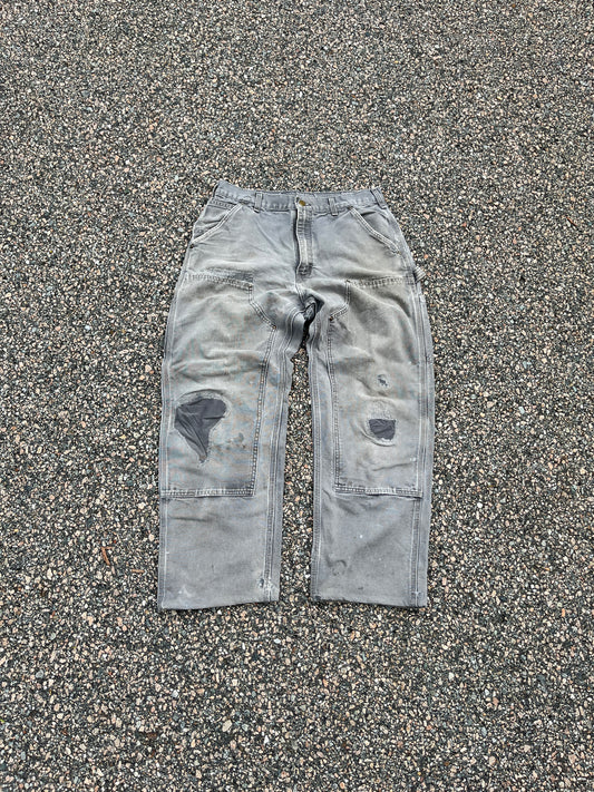 Faded Cement Grey Carhartt Double Knee Pants - 32 x 28