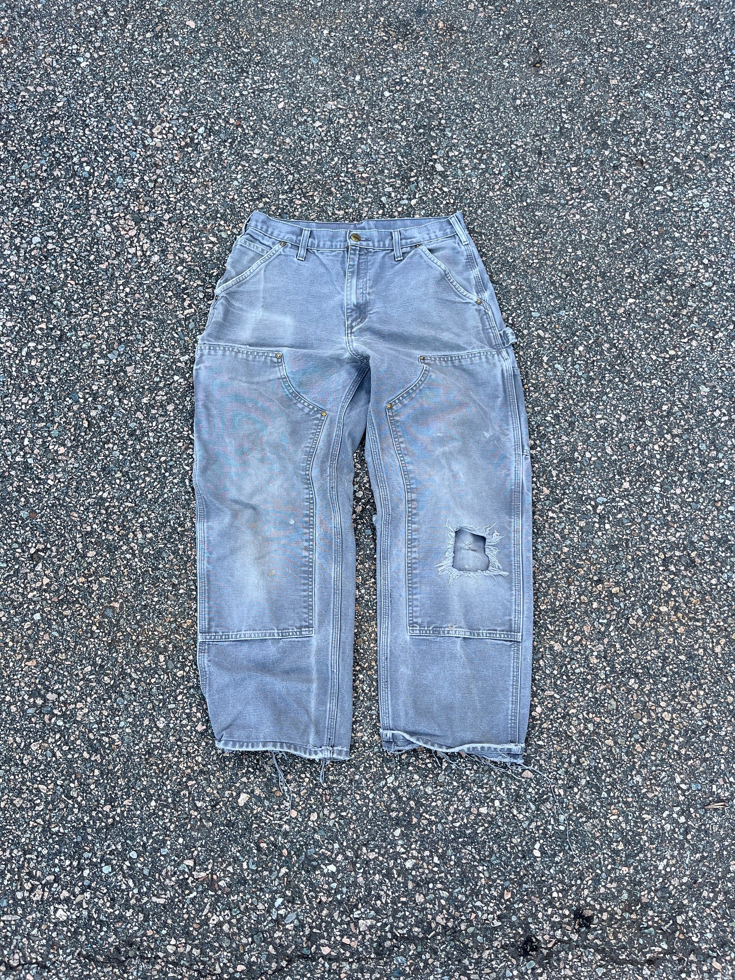 Faded Cement Grey Carhartt Double Knee Pants - 30 x 27