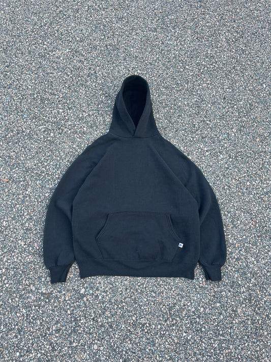 90’s Faded Black Russell Hoodie - Large