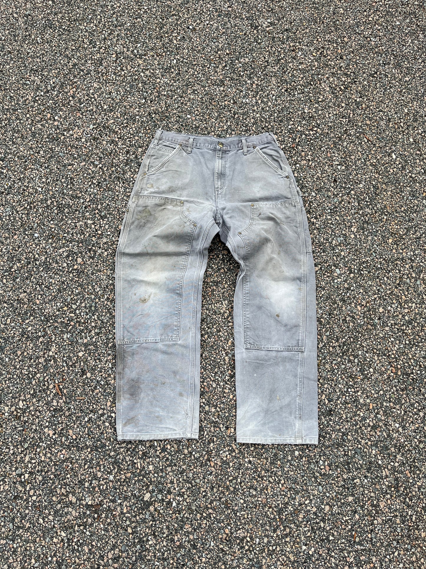 Faded Cement Grey Carhartt Double Knee Pants - 32 x 30