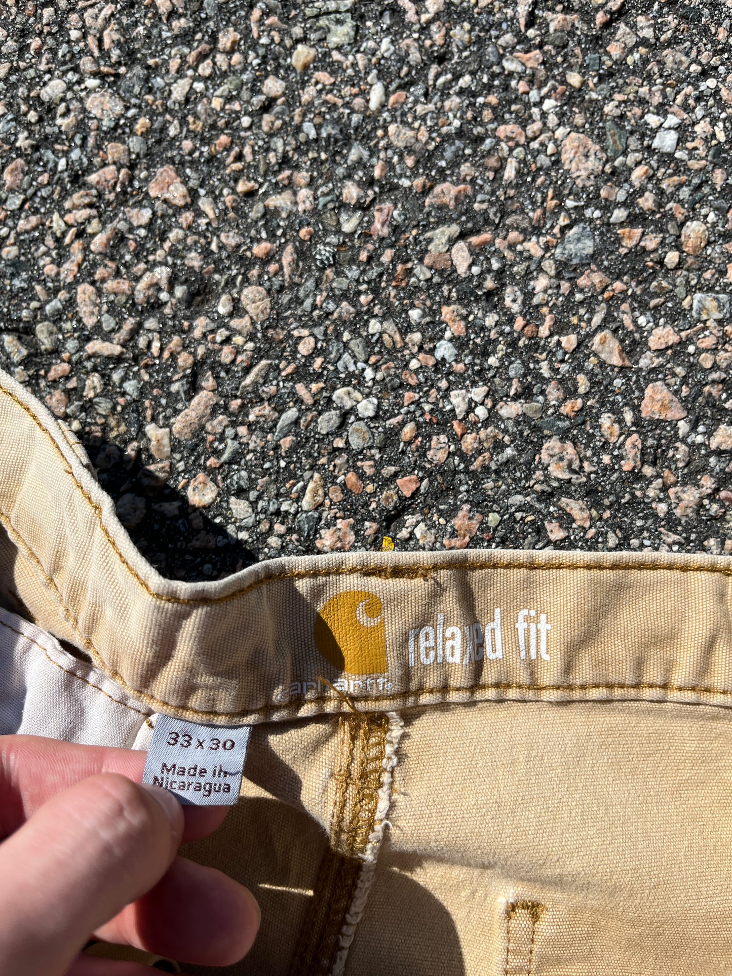 Faded Tan Carhartt Double Knee Pants - 33 x 29