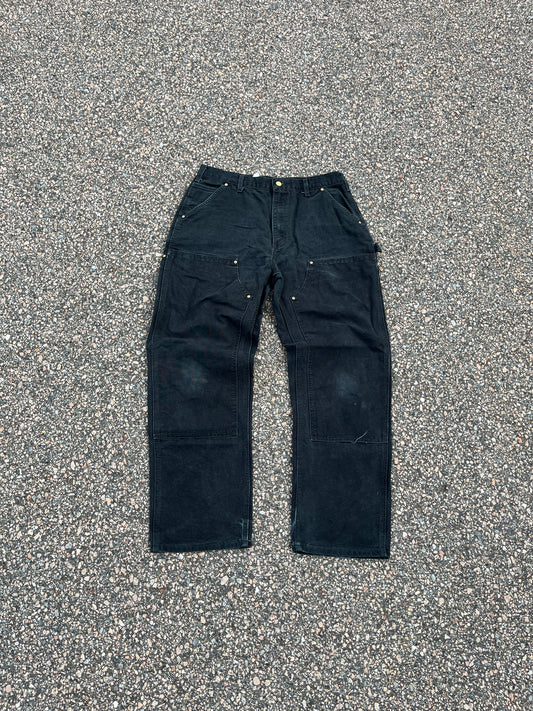 Faded Black Carhartt Double Knee Pants - 33 x 30