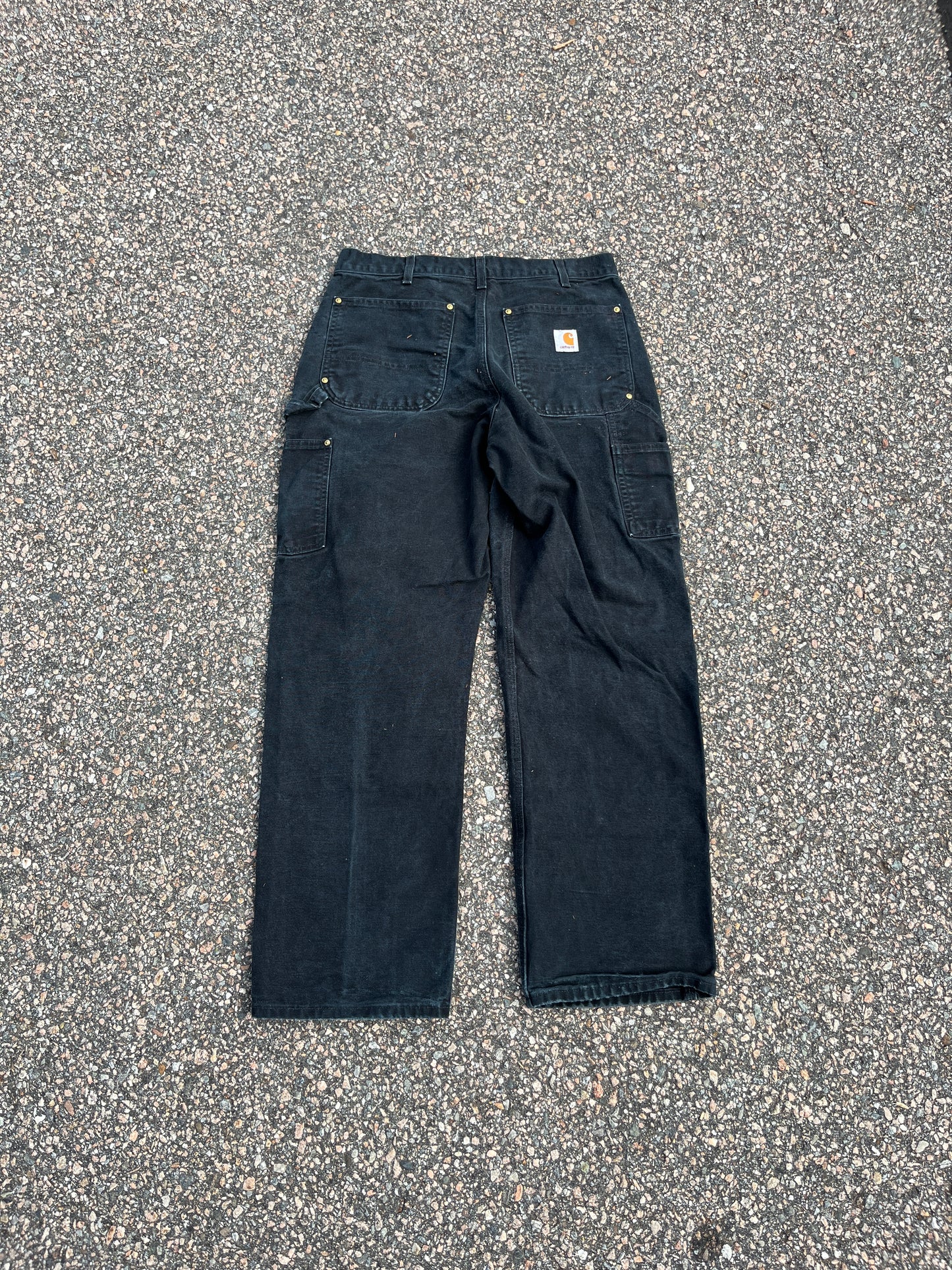 Faded Black Carhartt Double Knee Pants - 30 x 29