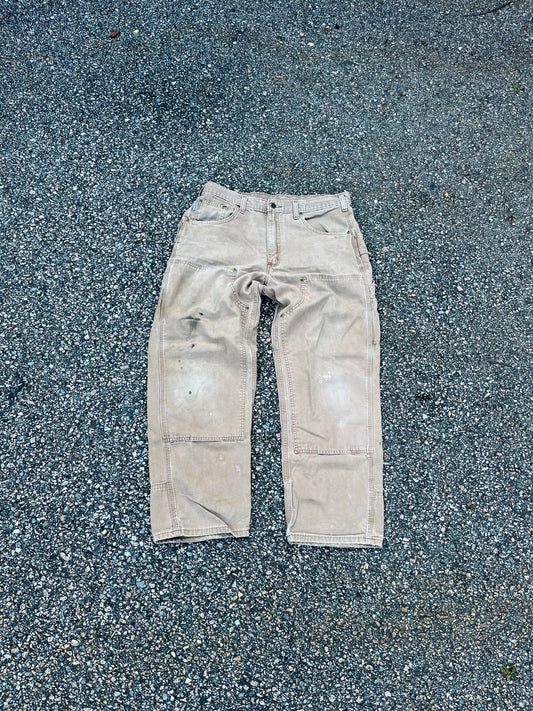 Faded Brown Carhartt Double Knee Pants - 34 x 29