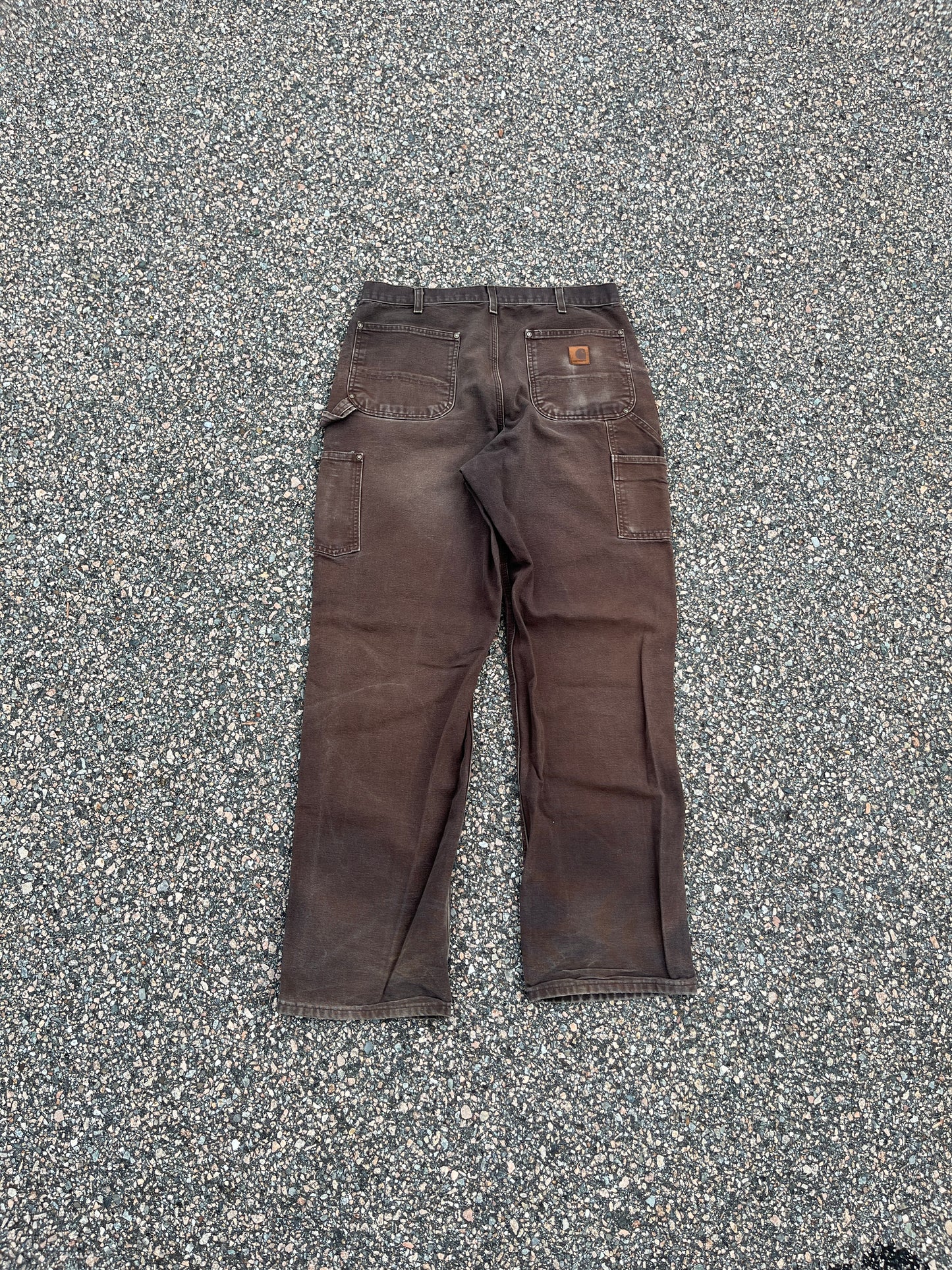 Faded Brown Carhartt Double Knee Pants - 33 x 32