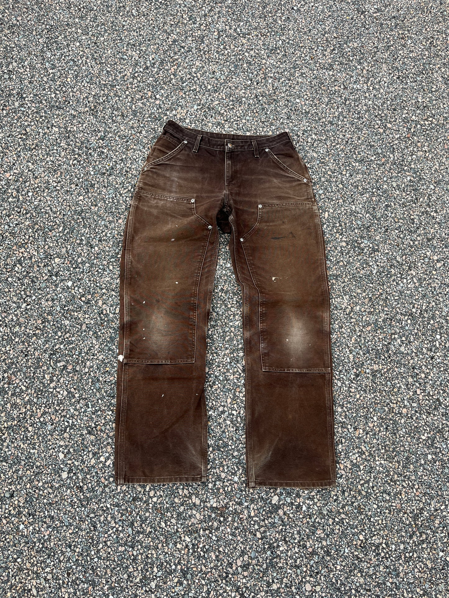 Faded Brown Carhartt Double Knee Pants - 30 x 32