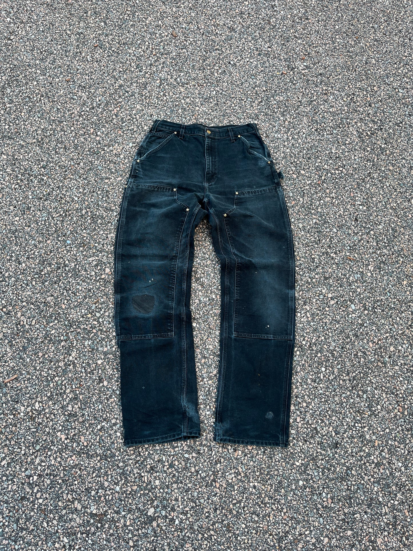 Faded Black Carhartt Double Knee Pants - 31 x 34