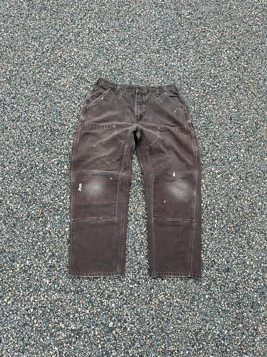 Faded Brown Carhartt Double Knee Pants - 34 x 28