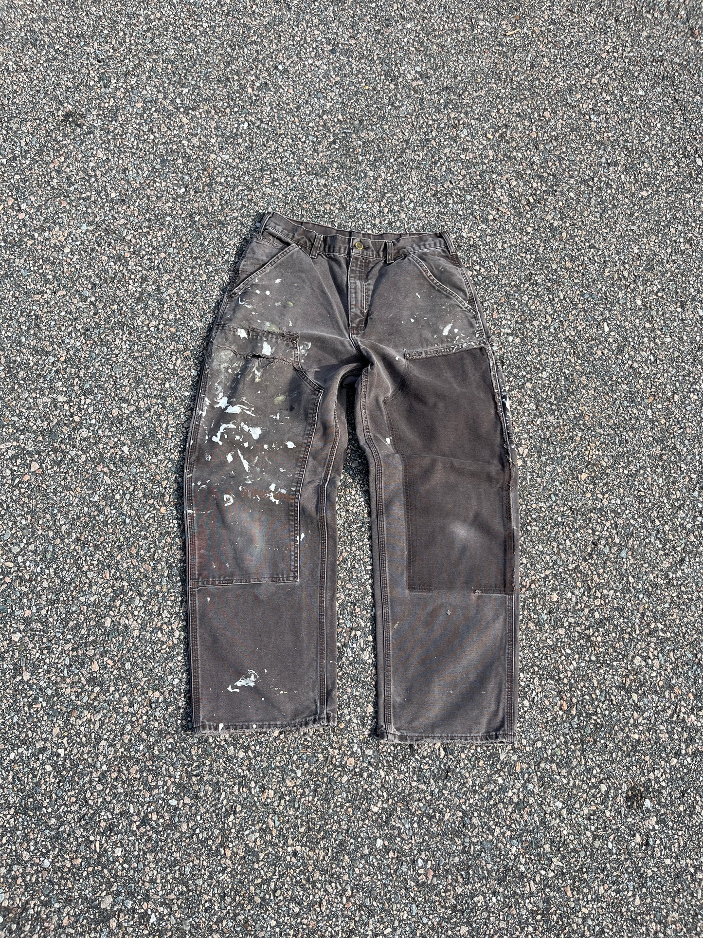 Faded Brown Carhartt Double Knee Pants - 31 x 29