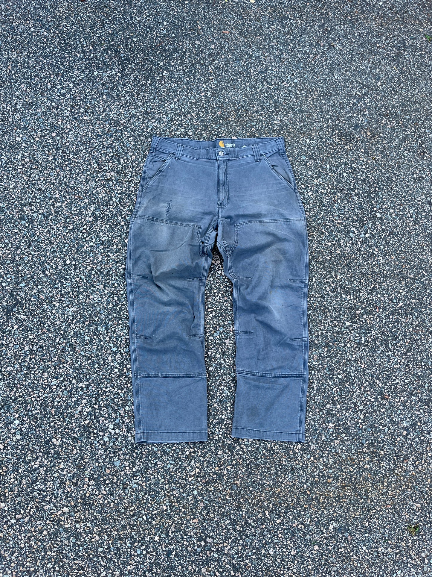 Faded Cement Grey Carhartt Double Knee Pants - 35 x 29