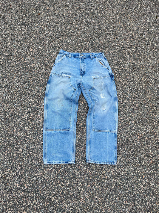 Faded Denim Carhartt Double Knee Pants - 34 x 29