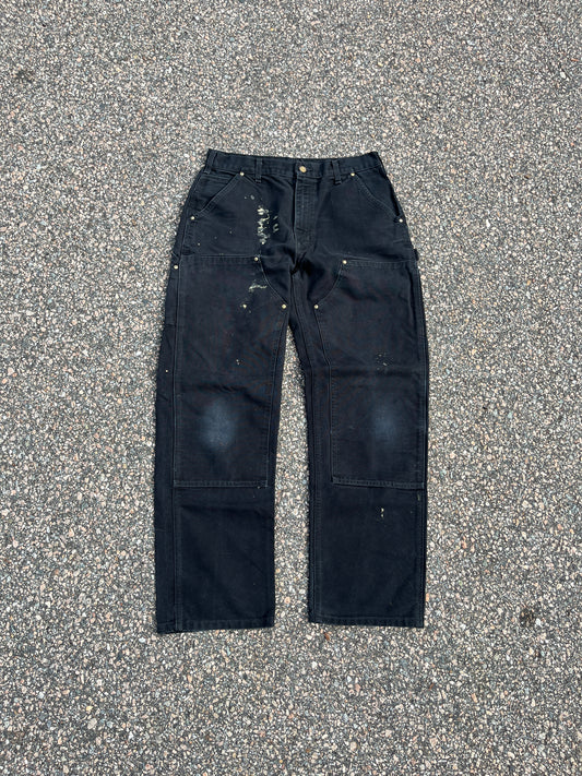 Faded Black Carhartt Double Knee Pants - 32 x 31