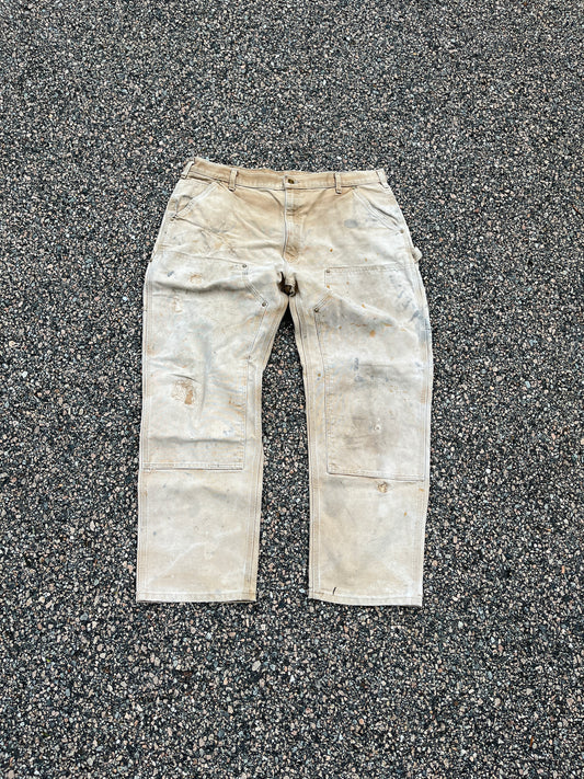 Faded Tan Carhartt Double Knee Pants - 40 x 30