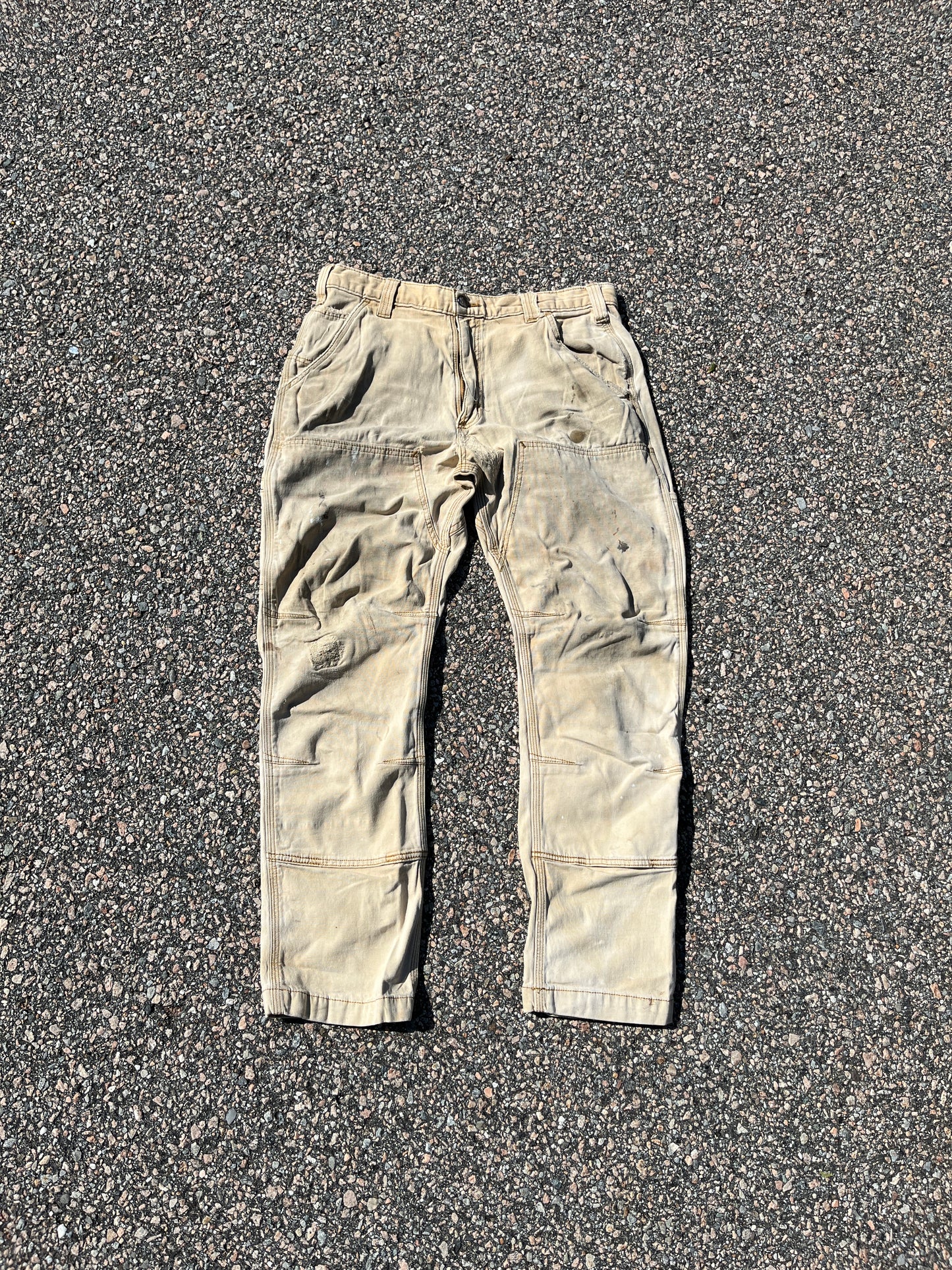 Faded Tan Carhartt Double Knee Pants - 33 x 29