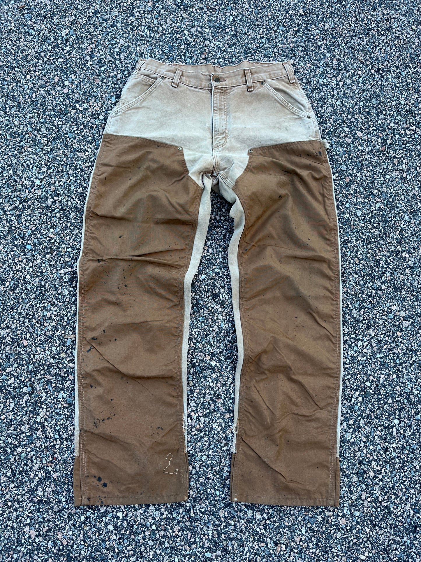 Faded Tan Carhartt Double Knee Pants - 33 x 32