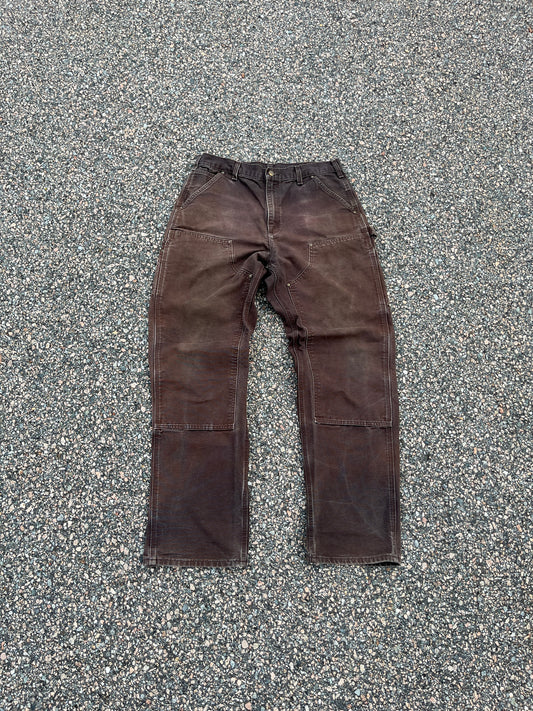 Faded Brown Carhartt Double Knee Pants - 33 x 32