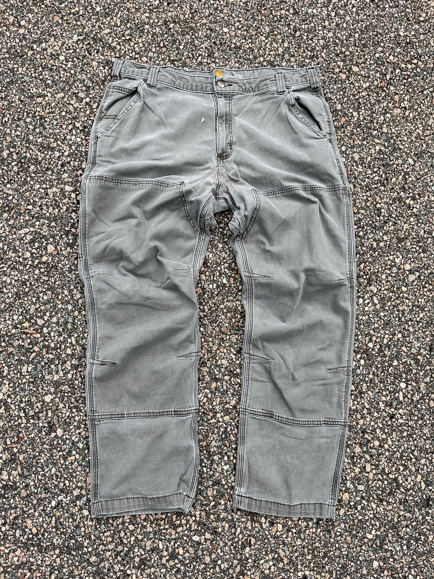 Faded Cement Grey Carhartt Double Knee Pants - 36 x 28