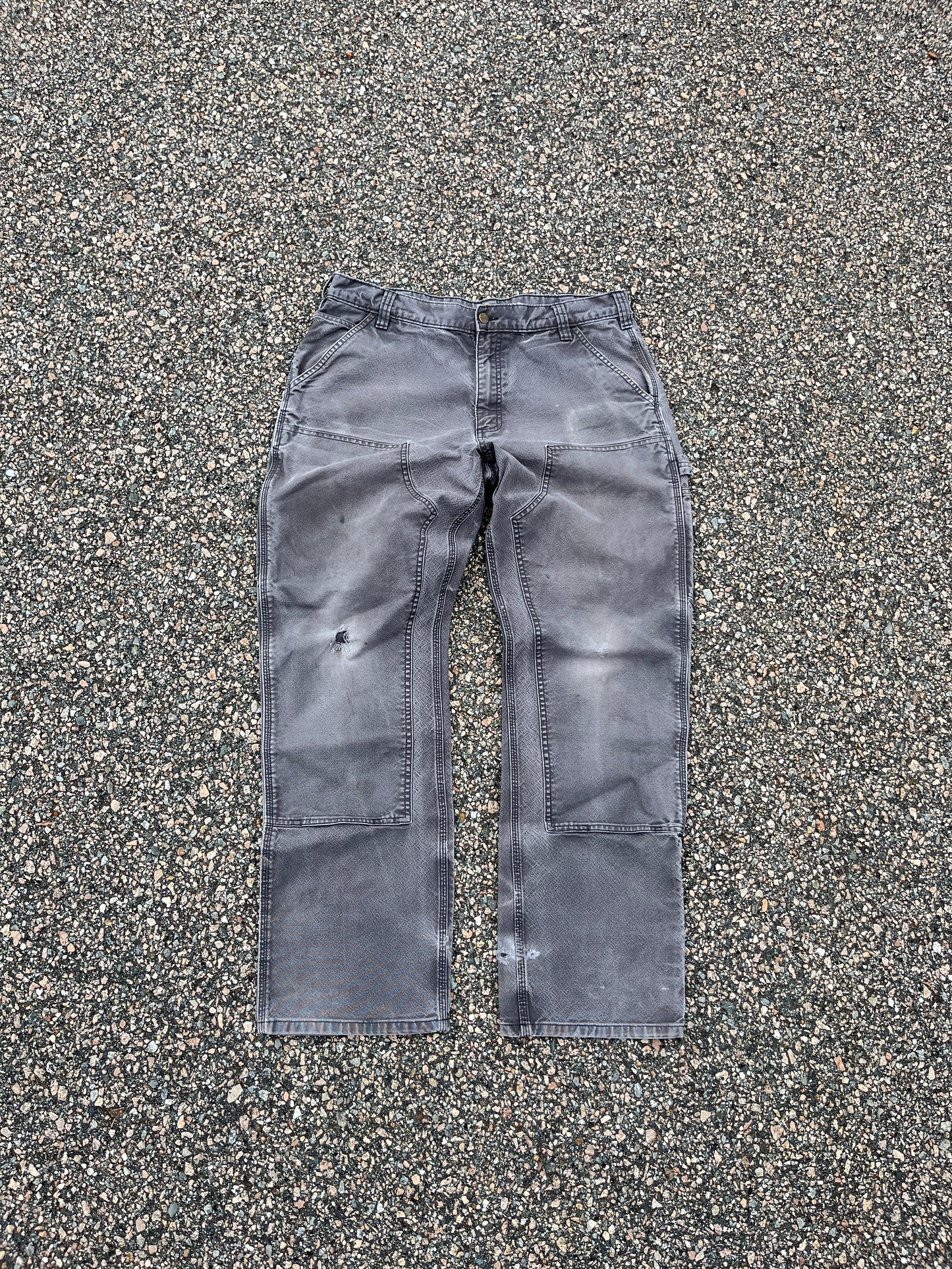 Faded Cement Grey Carhartt Double Knee Pants - 35 x 31