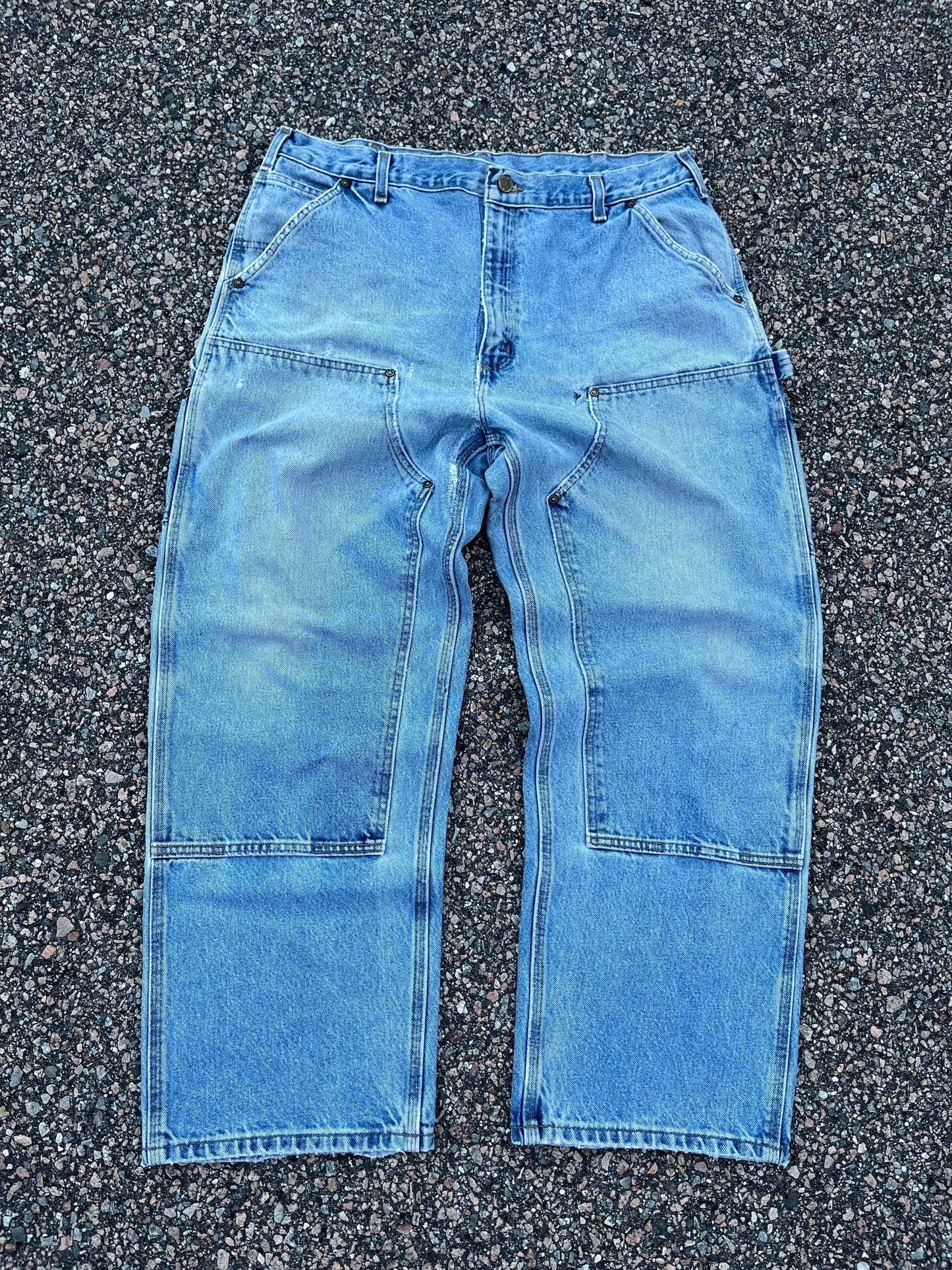 Faded Denim Carhartt Double Knee Pants - 36 x 29