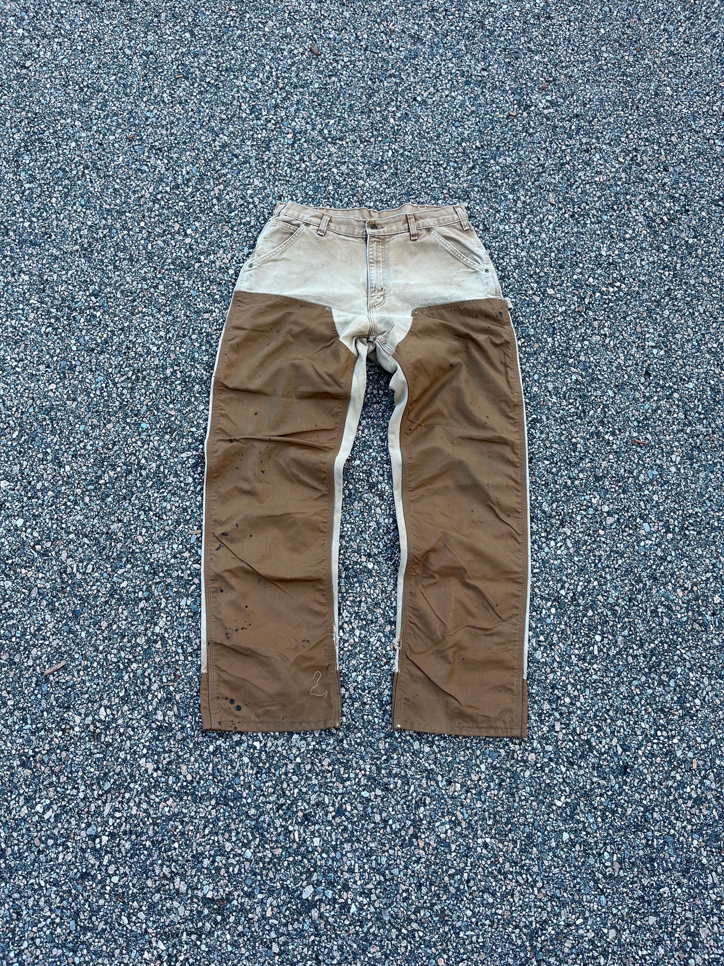Faded Tan Carhartt Double Knee Pants - 33 x 32