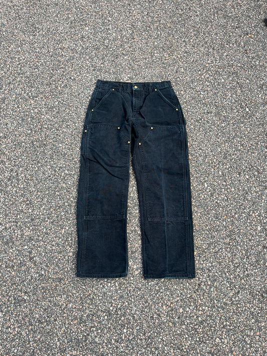 Faded Black Carhartt Double Knee Pants - 30 x 29