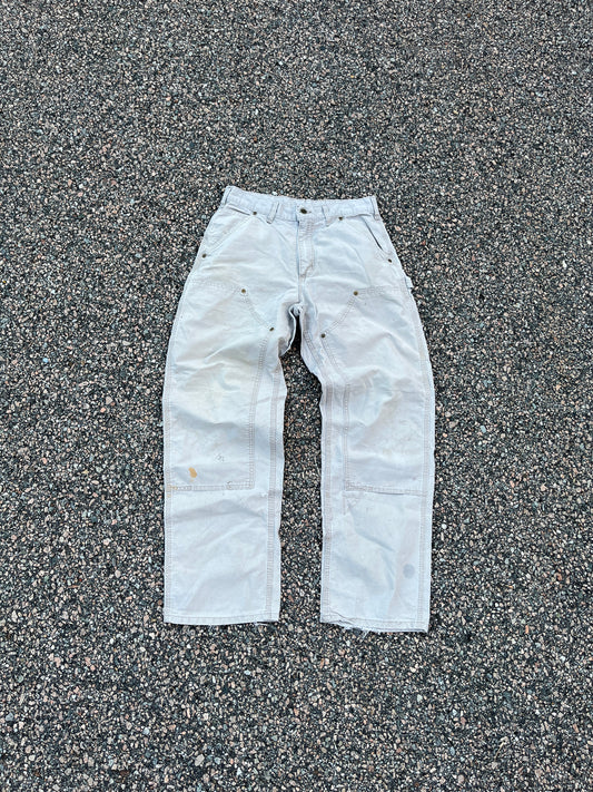 Faded Cream Carhartt Double Knee Pants - 30 x 29