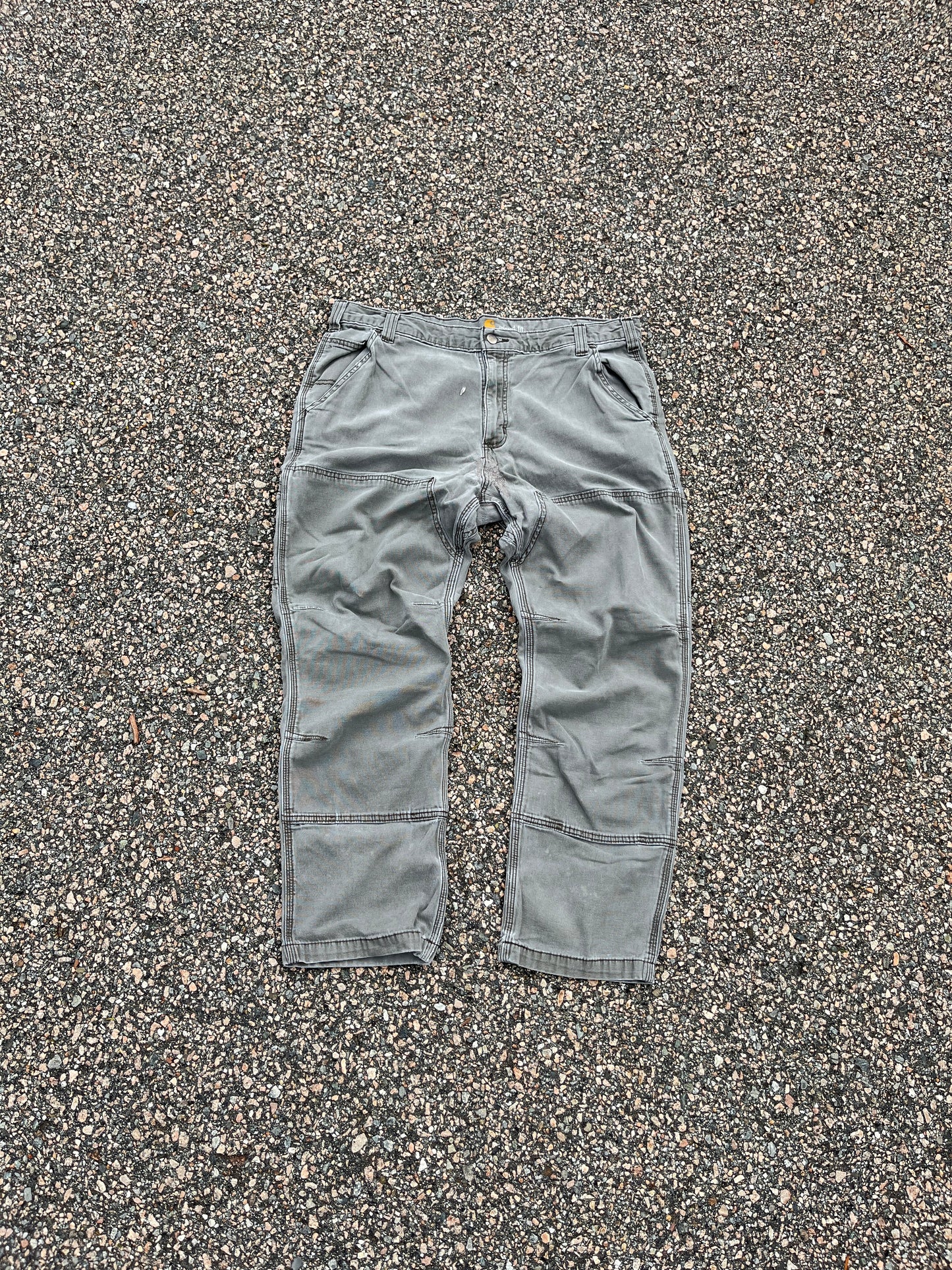 Faded Cement Grey Carhartt Double Knee Pants - 36 x 28