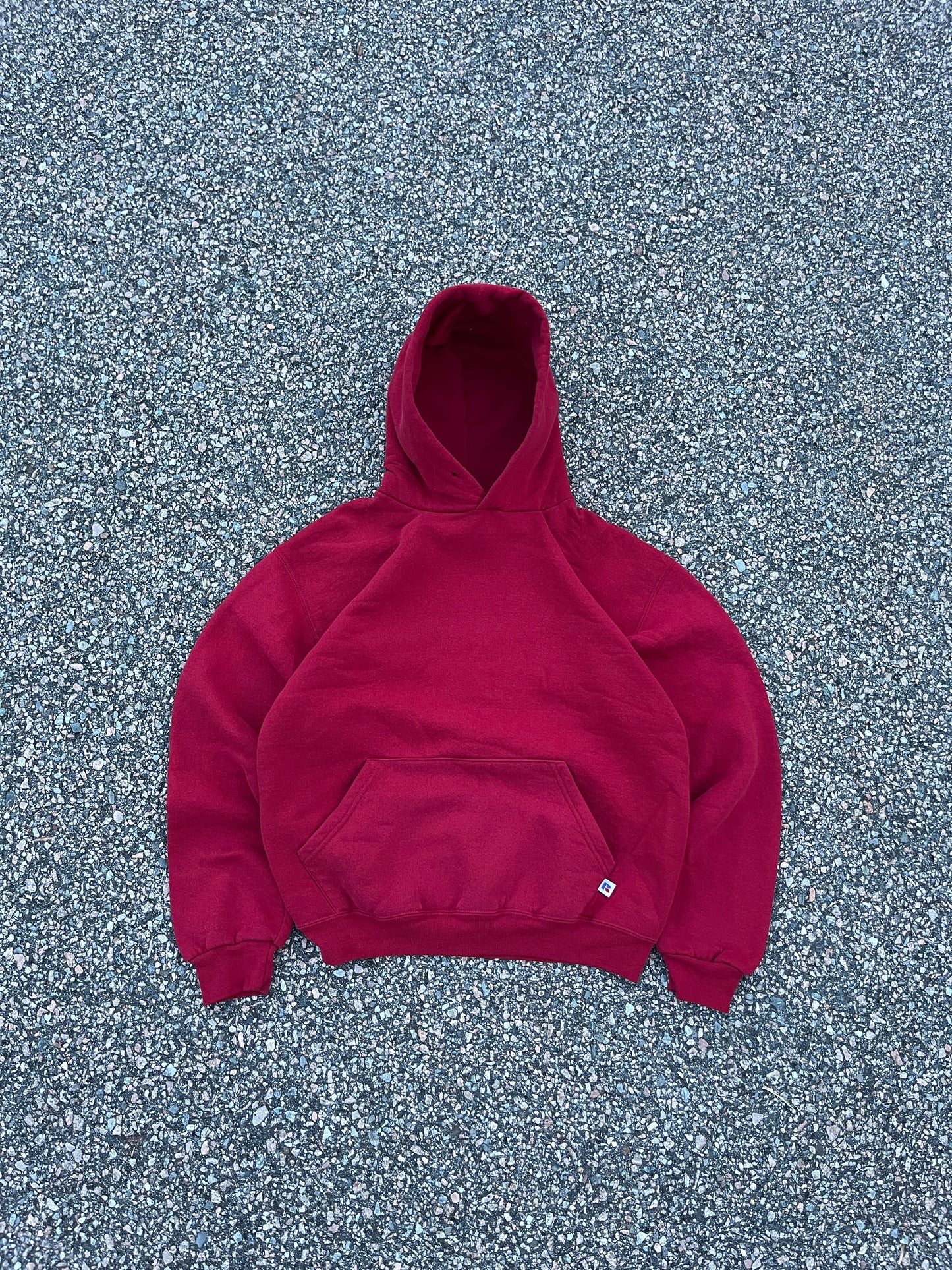 00’s Faded Red Russell Hoodie - Medium