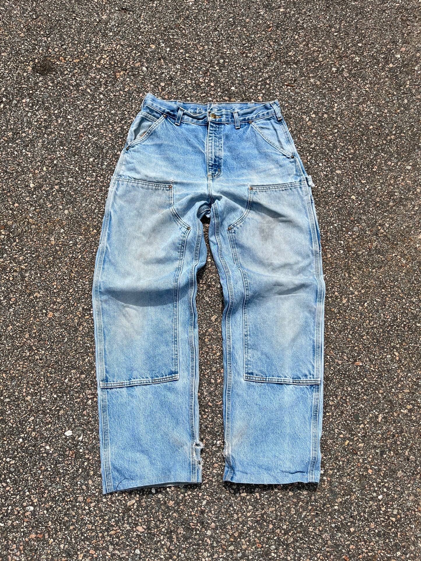 Faded Denim Carhartt Double Knee Pants - 32 x 29